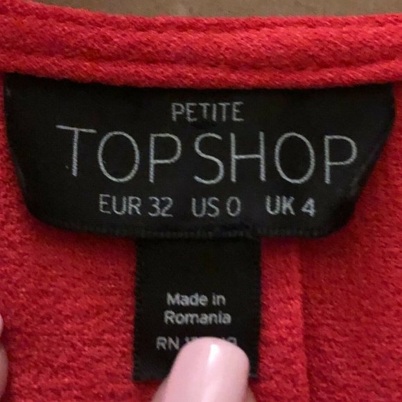 Topshop Bright Coral Crepe Tie Wrap Dress Petite 0 - Picture 4 of 5